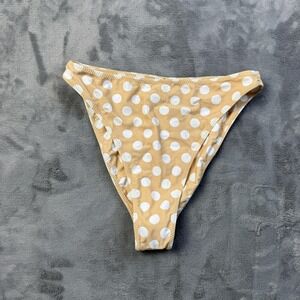 Skin By SAME Bikini Bottom Womens Large Beige White Polka Dot Swim Briefs Lined